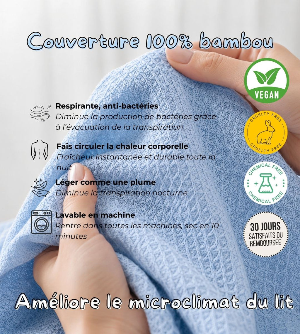 Couverture fine rafraîchissante 100% fibre de Bambou